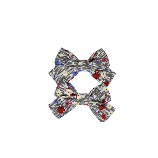 Anna Classic Hair Bow Set - Grey