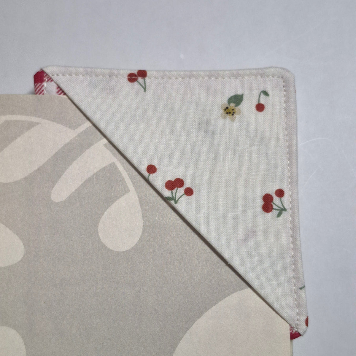 Cherry Fabric Corner Bookmark
