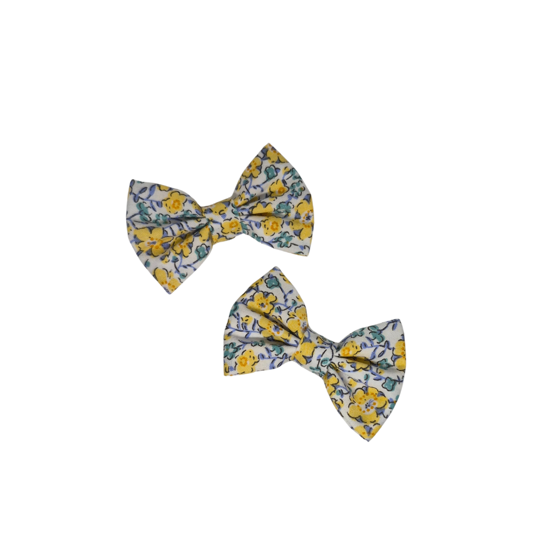 Lucia Mini Hair Bow Set- Yellow
