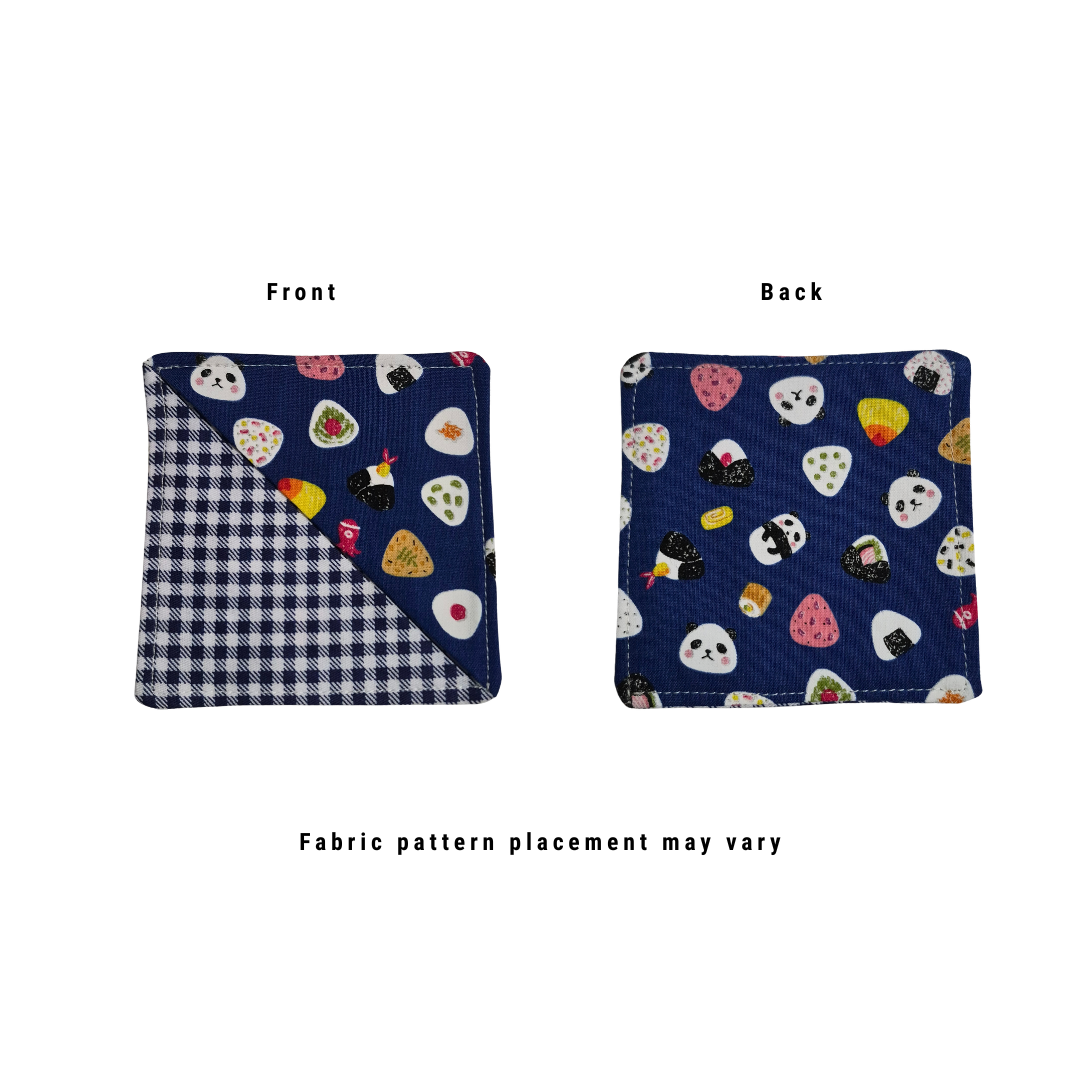 Panda + Onigiri Fabric Corner Bookmark - Blue