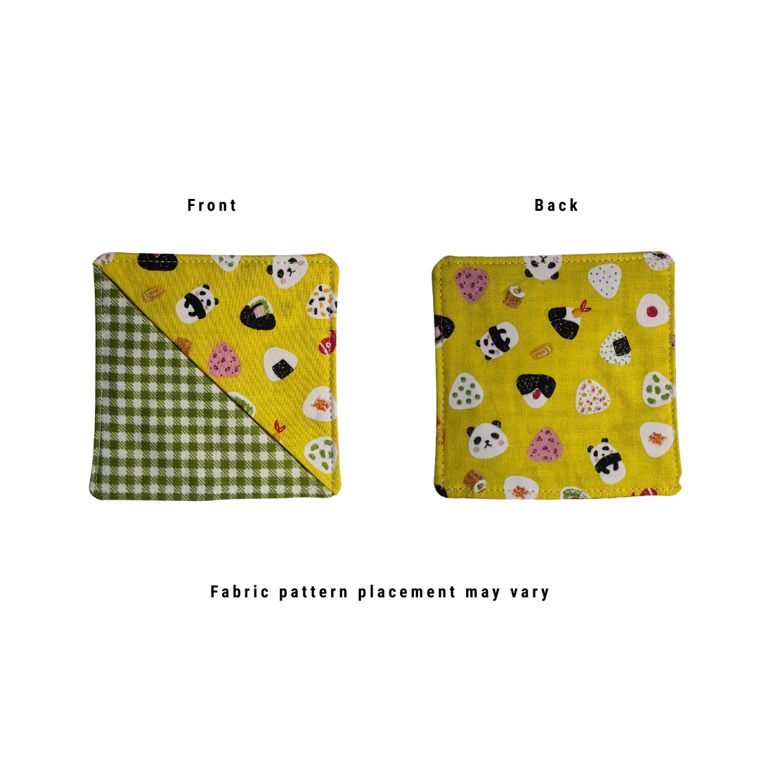 Panda + Onigiri Fabric Corner Bookmark - Yellow